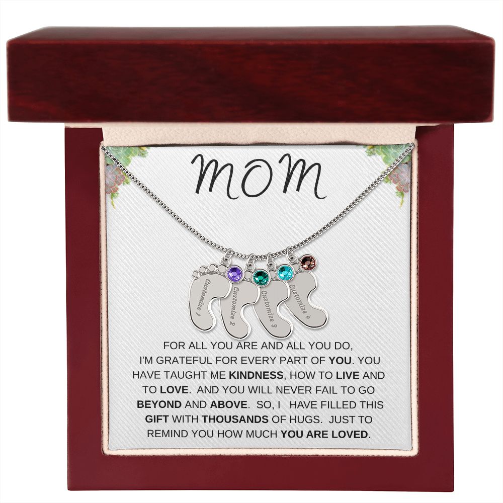 MOM - Personalized Baby feet with Birthstones
