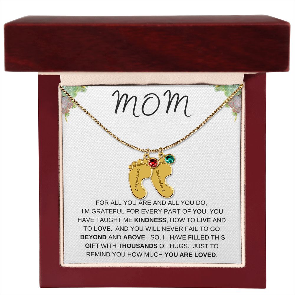 MOM - Personalized Baby feet with Birthstones