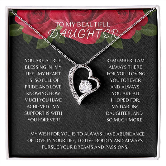 To My Beautiful Daughter Forever Love Necklace